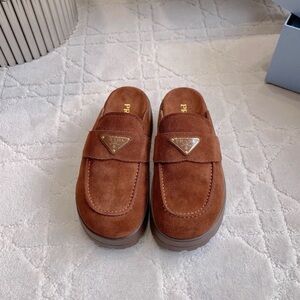 Prada Women's Brown Suede Mules